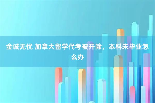 金诚无忧 加拿大留学代考被开除，本科未毕业怎么办